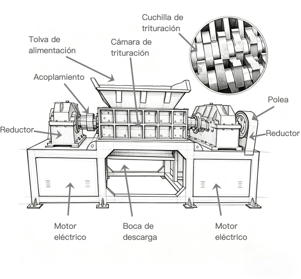Estructura de una trituradora de metales