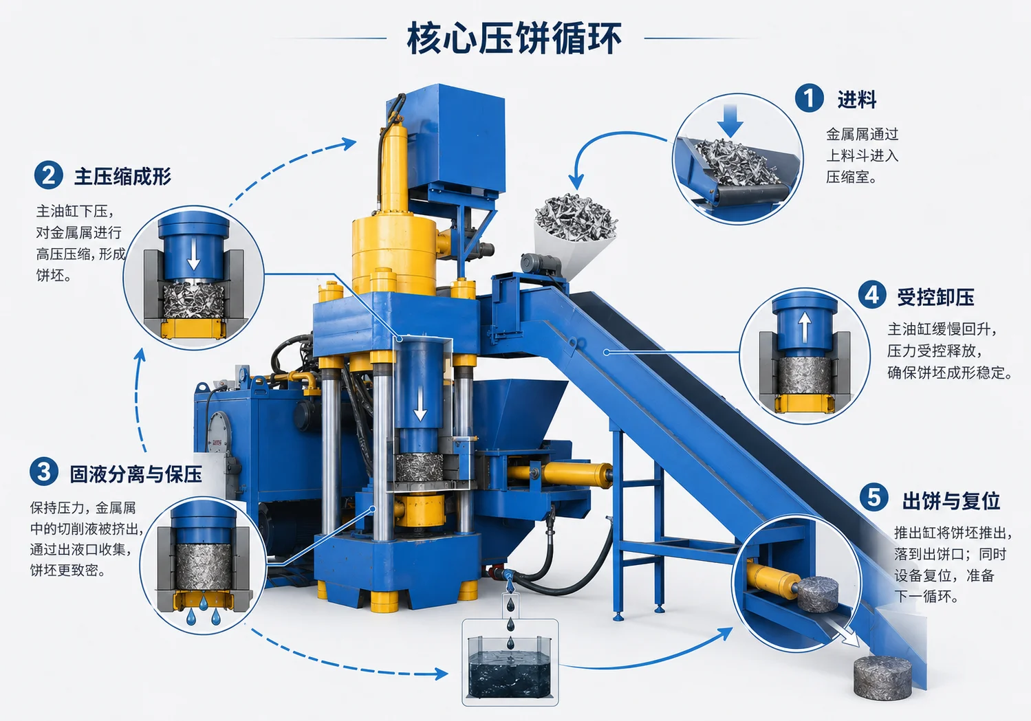 金属屑饼机的工作原理是什么?