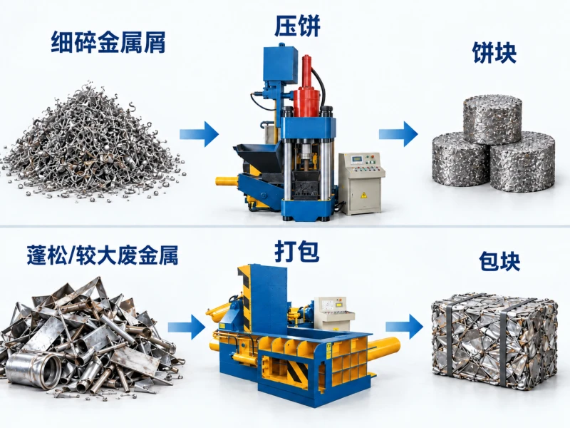 金属屑饼机与金属打包机有什么区别?