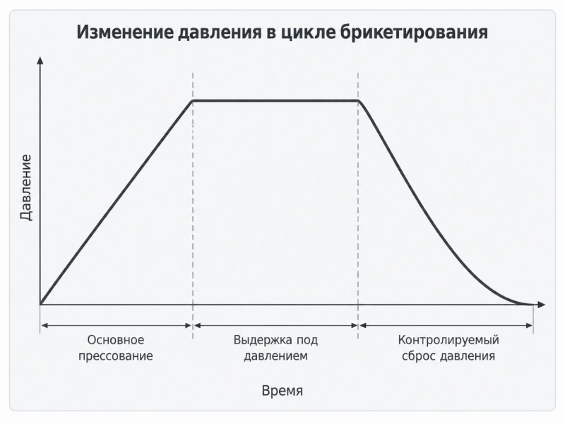 Матрица, выдержка под давлением и контролируемая декомпрессия: управление формированием брикета и выходом из состояния высокого давления